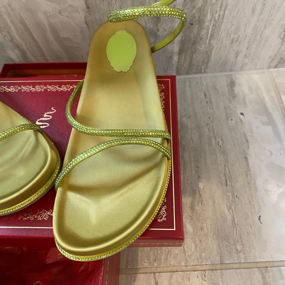 Rene Caovilla Limecicle Strass Green Satin Gisele - Picture 3 of 7